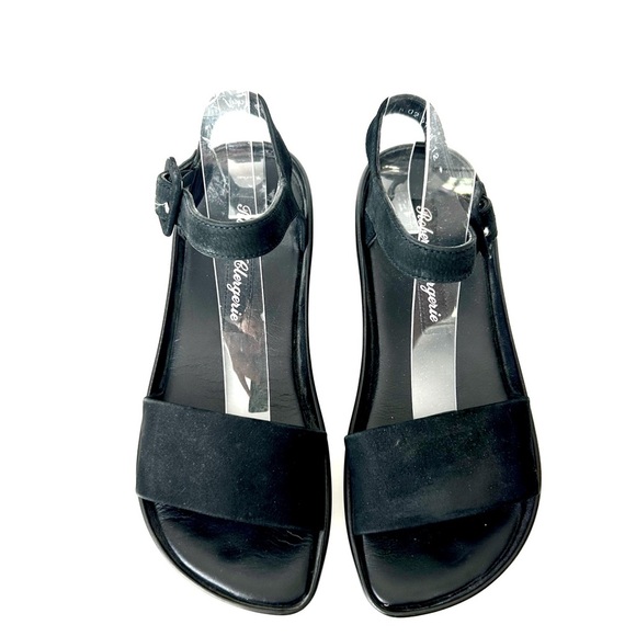 Robert Clergerie Black Leather Platform Sandals Ankle Strap Open Toe Clog Size 6 - Picture 6 of 10